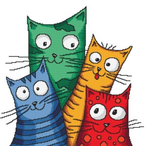 Z 10704 Korsømkit - Crazy Cats