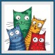 S 10704 Cross Stitch -kuvio puhelimeen - hulluja kissoja