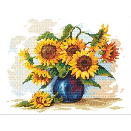 Zn 4711 Cross Stitch -kudoksisarja - Pastelli Sunflowers