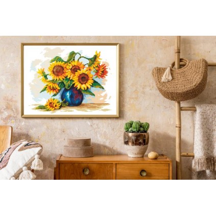 Zn 4711 Cross Stitch -kudoksisarja - Pastelli Sunflowers