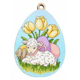 S 10366 Cross stitch pattern for smartphone - Egg with a lamb