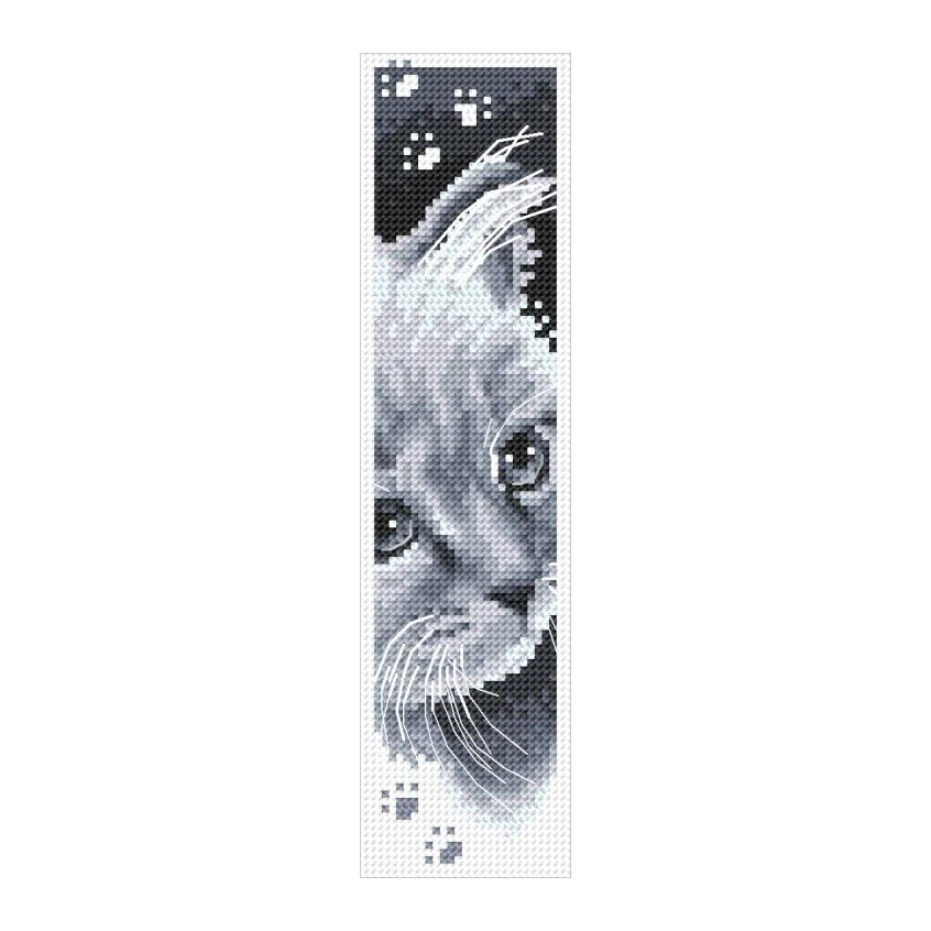 Cross stitch pattern for smartphone - Bookmark with a kitten