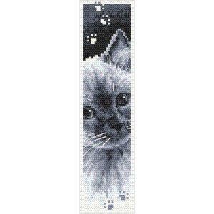 Gu 10365 Printed Cross Stitch Pattern - Kirjanmerkki siiamilaisella kissanpennulla