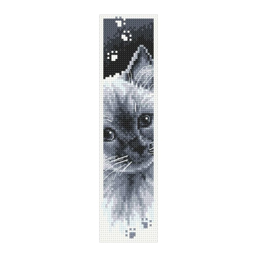 Cross stitch pattern for smartphone - Bookmark with a Siamese kitten