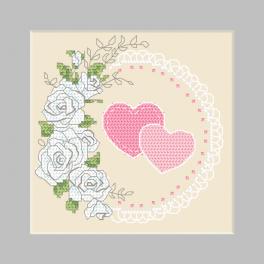 W 10358 Cross stitch pattern PDF - Postcard - Wedding hearts