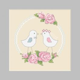 W 10359 Cross stitch pattern PDF - Postcard - Birds in love