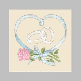 W 10360 Cross stitch pattern PDF - Postcard - Wedding rings