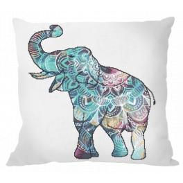 W 10712-01 Cross stitch pattern PDF - Cushion - Indian elephant of happiness