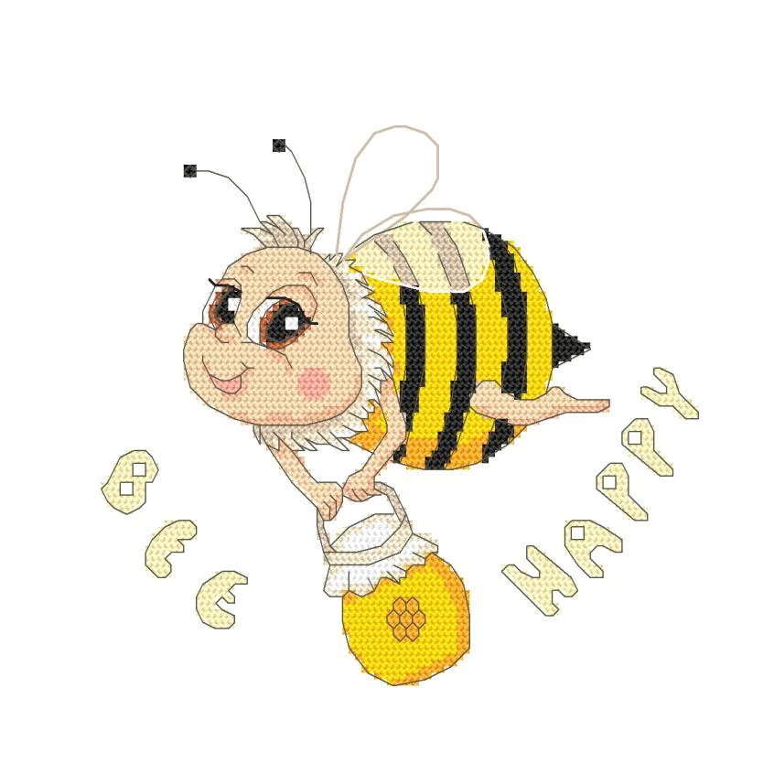 Cross stitch pattern for smartphone - Bee happy