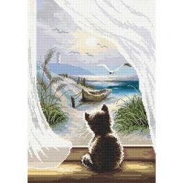 K 10496 Tapestry canvas - Pensive kitten