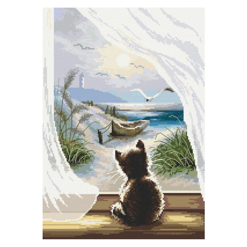 Cross stitch tapestry kit - Pensive kitten - Coricamo