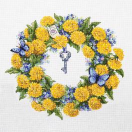 MER K-97 Cross stitch kit - Dandelion wreath
