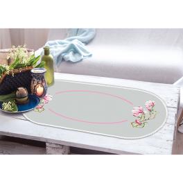 W 10497 Cross stitch pattern PDF - Oval table runner with magnolias
