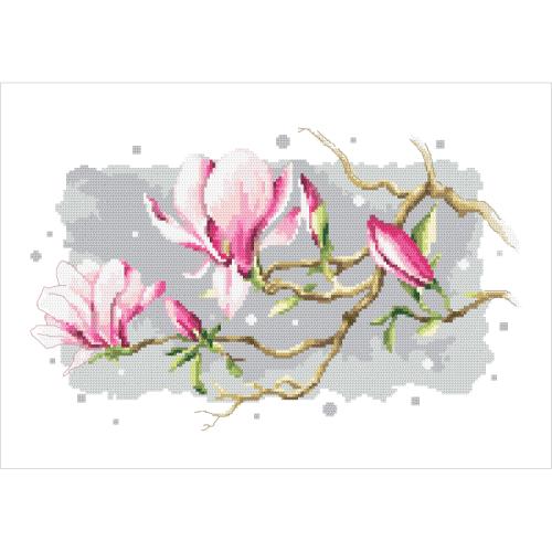 W 10495 Cross stitch pattern PDF - Magnolia as the queen of spring