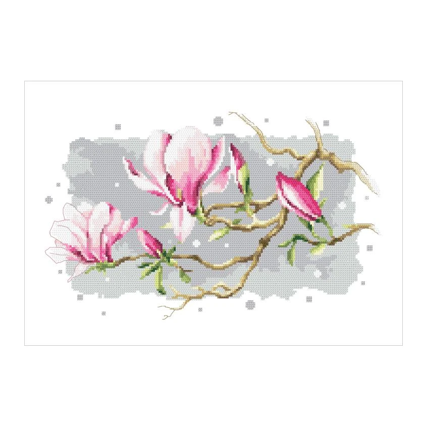 Cross stitch pattern for a phone - Magnolia as the queen of spring