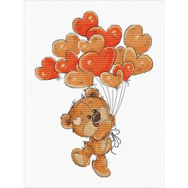 LS B1176 Cross stitch kit - Teddy bear with balloons