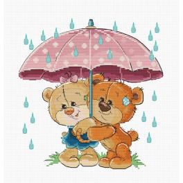 LS B1178 Cross stitch kit - Teddy bears under umbrella