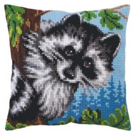 CA 5273 Cross stitch tapestry kit - Cushion - Little racoon