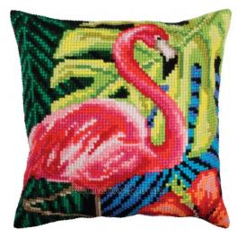 CA 5361 Cross stitch tapestry kit - Cushion - Pink flamingo