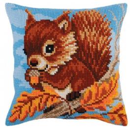CA 5270 Cross stitch tapestry kit - Cushion - Squirrel with a nut