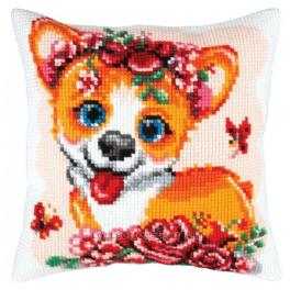 CA 5423 Cross stitch tapestry kit - Cushion - Corgi puppy