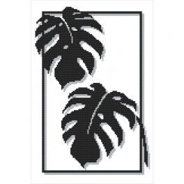 S 10371 Cross stitch pattern for smartphone - Monstera leaves
