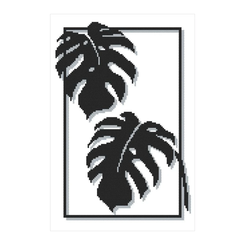 Cross stitch pattern for smartphone - Monstera leaves
