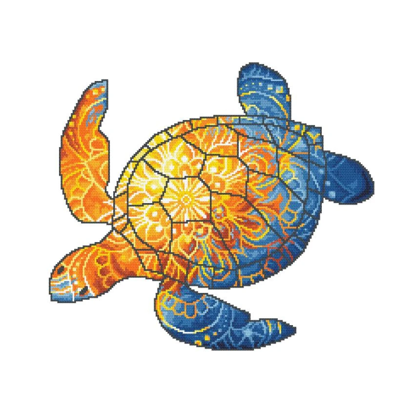 Cross stitch pattern for smartphone - Sun-painted turtle