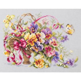 MN 219-377 Cross stitch kit - Pansy bouquet