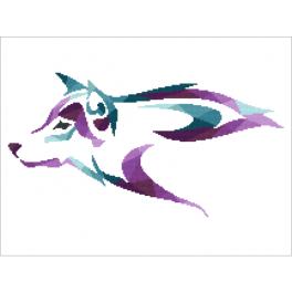 K 10722 Tapestry canvas - Wolf painted with aurora