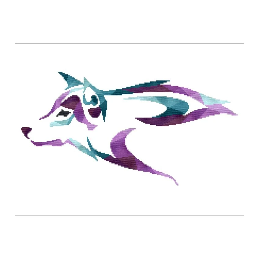 Cross stitch pattern for smartphone - Wolf painted with aurora
