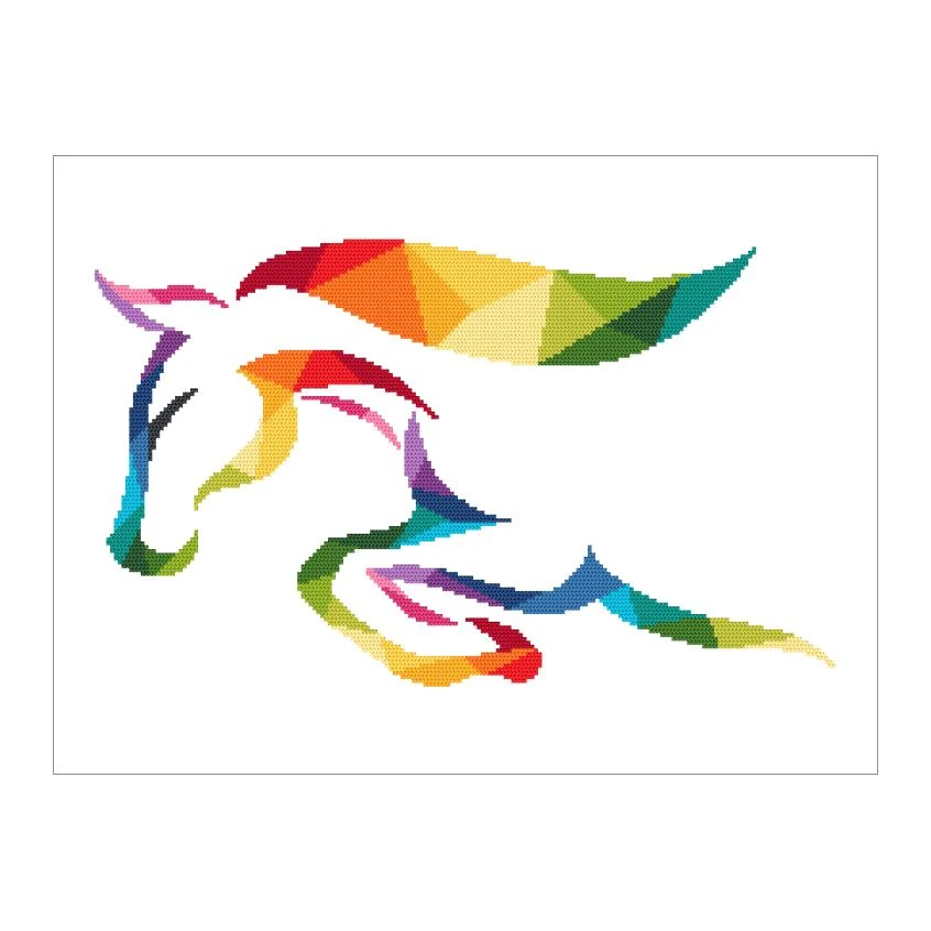 Cross stitch pattern for a phone - Horse painted with a rainbow