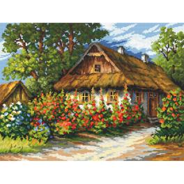 K 4712 Tapestry canvas - Hut with mallows