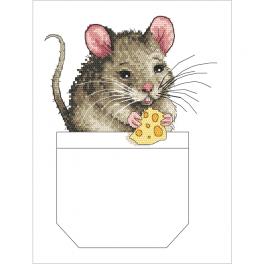 GC 10382 Printed cross stitch pattern - Mouse in a pocket