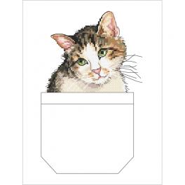 W 10381 Cross stitch pattern PDF - Kitten in a pocket