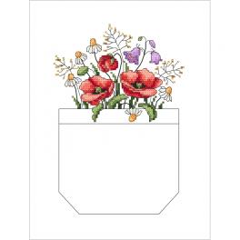 GC 10384 Printed cross stitch pattern - Poppies in a pocket