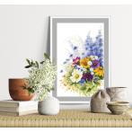 GC 10506 Printed cross stitch pattern - Bouquet with delphiniums
