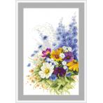 ZN 10506 Cross stitch kit with tapestry - Bouquet with delphiniums