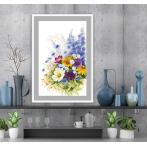 S 10506 Cross stitch pattern for smartphone - Bouquet with delphiniums