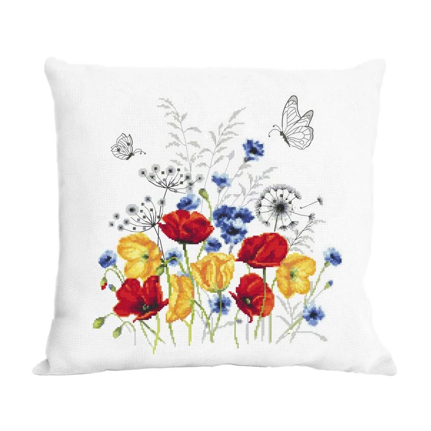 Cross stitch pattern for smartphone - Cushion with a poppy meadow
