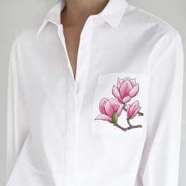MFL-016 Cross stitch kit - Badge - Pink magnolia