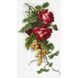 LS B2229 Cross stitch kit - Red roses and grapes