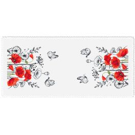 S 10509 Cross stitch pattern for smartphone - Table runner with purple poppies