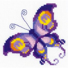 RIO HB171 Cross stitch kit with yarn - Amethyst butterfly