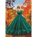 ZI 10724 Cross stitch kit with mouline and beads - Lady of autumn reverie