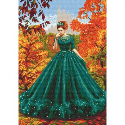 S 10724 Cross Stitch Pattern para um telefone - Lady of Autumn Reverie