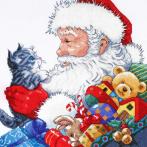 DW 5977 Cross stitch kit - Santa Claus with a kitten