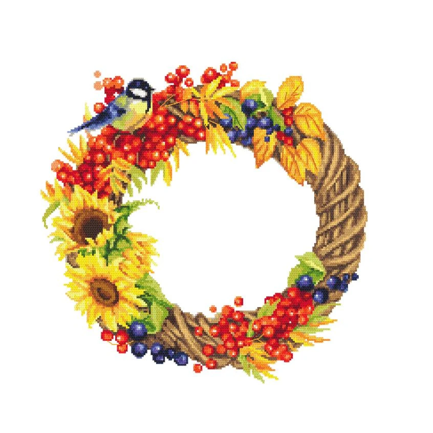 Cross stitch pattern for smartphone - Autumn wreath