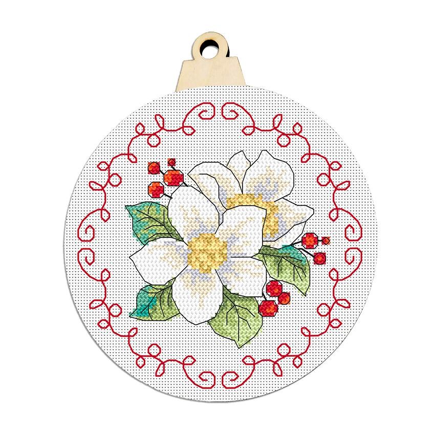 Padrão de ponto cruz para smartphone - bola de Natal com flores