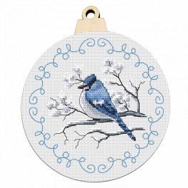 S 10390 Cross stitch pattern for smartphone - Christmas ball with a bird